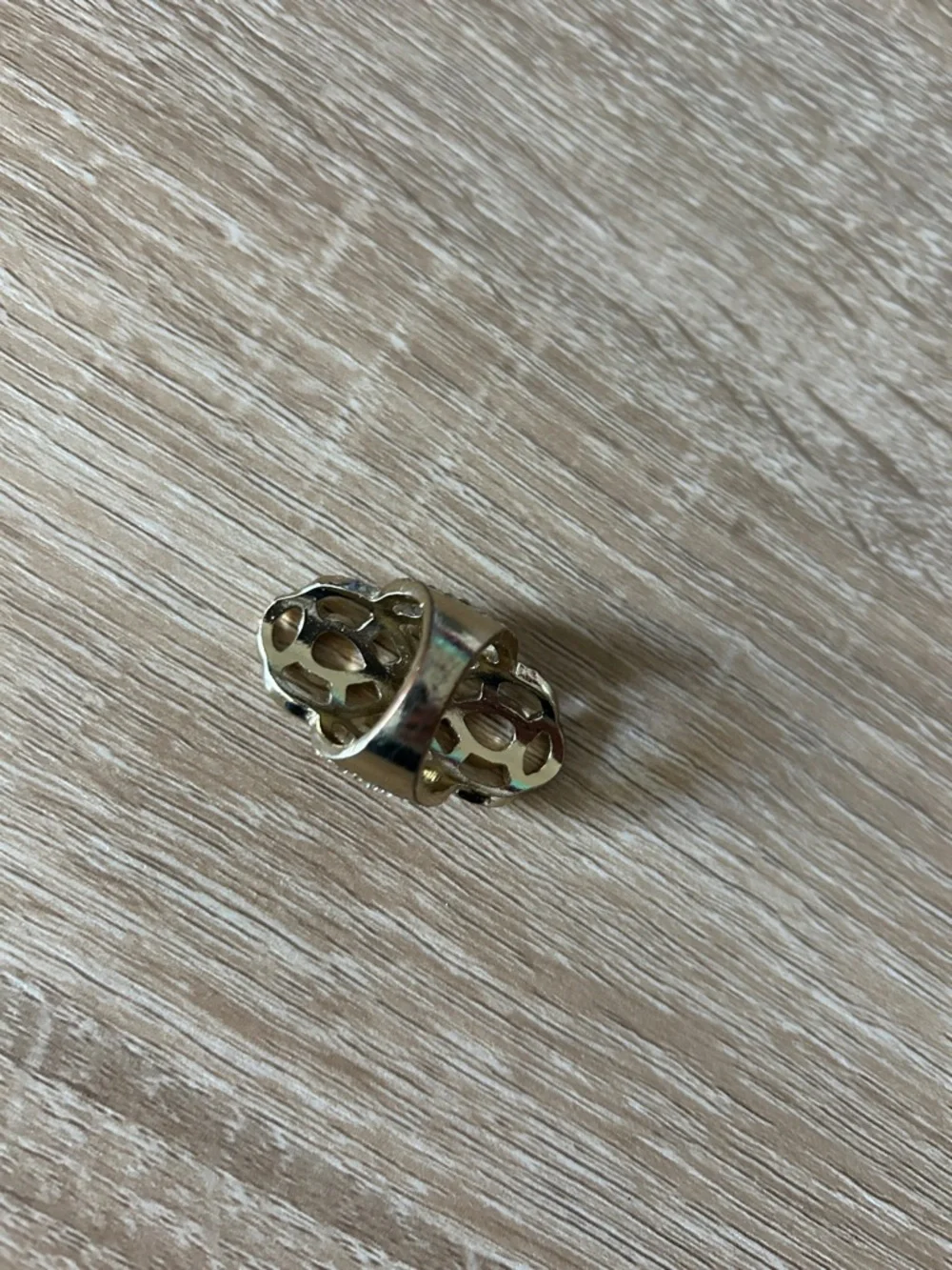 Gold-Tone Filigree Statement Ring with Crystal Accents